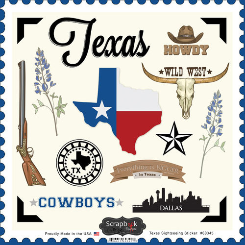 Scrapbook Customs - State Sightseeing Collection - 12 x 12 Cardstock Stickers - Texas