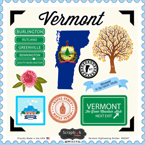 Scrapbook Customs - State Sightseeing Collection - 12 x 12 Cardstock Stickers - Vermont