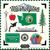 Scrapbook Customs - State Sightseeing Collection - 12 x 12 Cardstock Stickers - Washington