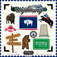 Scrapbook Customs - State Sightseeing Collection - 12 x 12 Cardstock Stickers - Wyoming