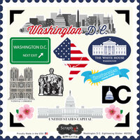 Scrapbook Customs - State Sightseeing Collection - 12 x 12 Cardstock Stickers - Washington DC