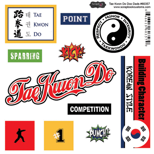 Scrapbook Customs - Sports Pride Collection - Doo Dads - Self Adhesive Metal Badges - Tae Kwon Do
