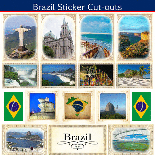 Scrapbook Customs - 12 x 12 Sticker Cut Outs - Brazil - Sightseeing