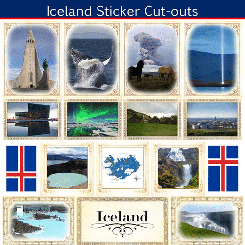 Scrapbook Customs - 12 x 12 Sticker Cut Outs - Iceland - Sightseeing