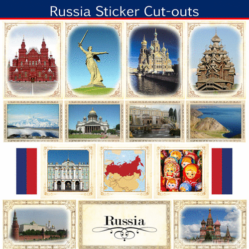 Scrapbook Customs - 12 x 12 Sticker Cut Outs - Russia - Sightseeing