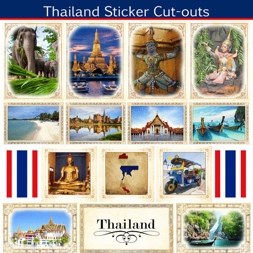 Scrapbook Customs - 12 x 12 Sticker Cut Outs - Thailand - Sightseeing