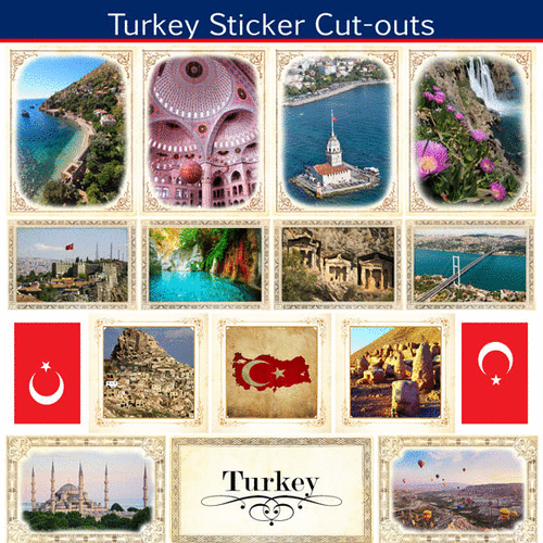 Scrapbook Customs - 12 x 12 Sticker Cut Outs - Turkey - Sightseeing