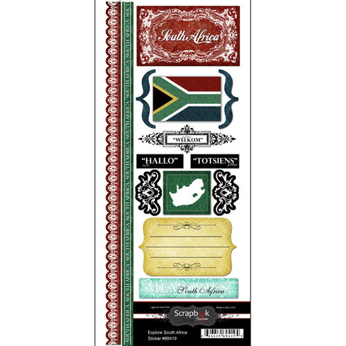Scrapbook Customs - World Collection - Cardstock Stickers - Explore - South Africa