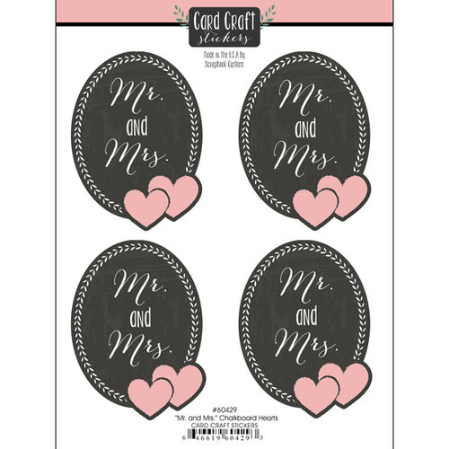Scrapbook Customs - Card Craft Stickers - Mr and Mrs Chalkboard Hearts