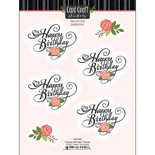 Scrapbook Customs - Card Craft Stickers - Happy Birthday with Flowers