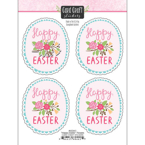 Scrapbook Customs - Card Craft Stickers - Happy Easter with Flowers