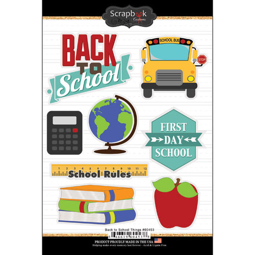 Scrapbook Customs - Cardstock Stickers - Back To School Things