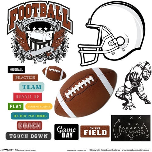 Scrapbook Customs - Sports Collection - 12 x 12 Cut Outs - Football Elements