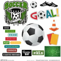 Scrapbook Customs - Sports Collection - 12 x 12 Sticker Cut Outs - Soccer Elements