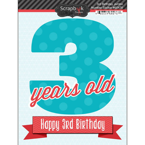 Scrapbook Customs - Happy Birthday Collection - 3 Dimensional Stickers - 3rd Birthday