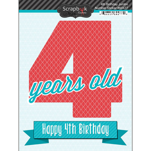 Scrapbook Customs - Happy Birthday Collection - 3 Dimensional Stickers - 4th Birthday