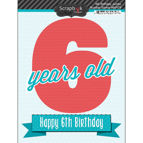 Scrapbook Customs - Happy Birthday Collection - 3 Dimensional Stickers - 6th Birthday