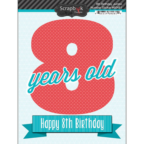 Scrapbook Customs - Happy Birthday Collection - 3 Dimensional Stickers - 8th Birthday