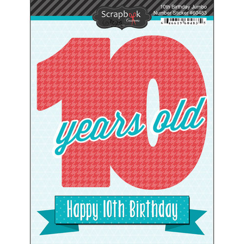 Scrapbook Customs - Happy Birthday Collection - 3 Dimensional Stickers - 10th Birthday