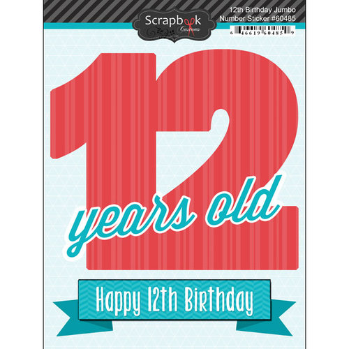 Scrapbook Customs - Happy Birthday Collection - 3 Dimensional Stickers - 12th Birthday