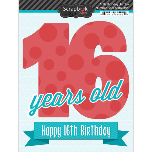 Scrapbook Customs - Happy Birthday Collection - 3 Dimensional Stickers - 16th Birthday