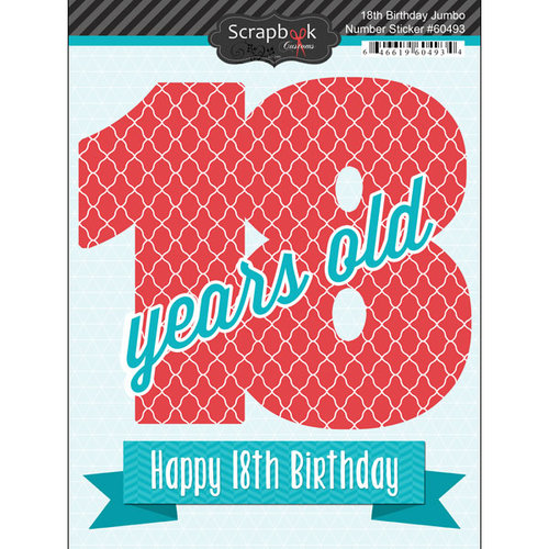 Scrapbook Customs - Happy Birthday Collection - 3 Dimensional Stickers - 18th Birthday