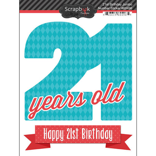 Scrapbook Customs - Happy Birthday Collection - 3 Dimensional Stickers - 21st Birthday