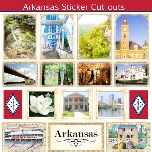 Scrapbook Customs - State Sightseeing Collection - 12 x 12 Sticker Cut Outs - Arkansas