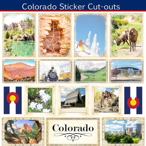 Scrapbook Customs - State Sightseeing Collection - 12 x 12 Sticker Cut Outs - Colorado