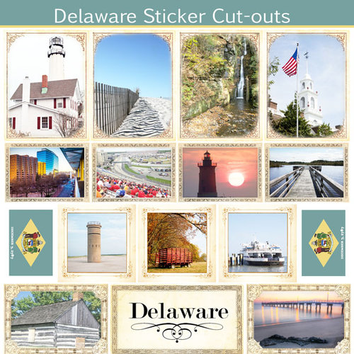 Scrapbook Customs - State Sightseeing Collection - 12 x 12 Sticker Cut Outs - Delaware