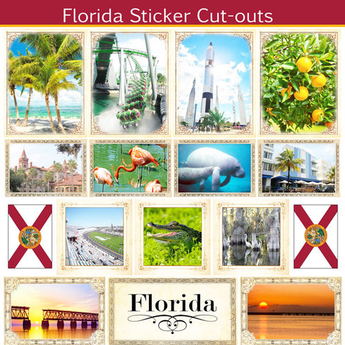 Scrapbook Customs - State Sightseeing Collection - 12 x 12 Sticker Cut Outs - Florida