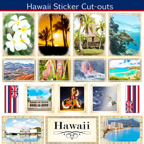 Scrapbook Customs - State Sightseeing Collection - 12 x 12 Sticker Cut Outs - Hawaii