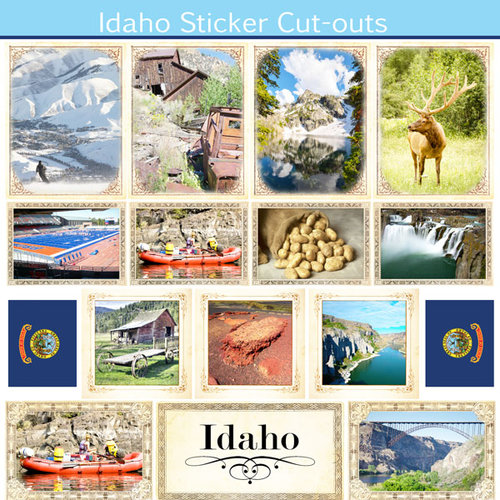 Scrapbook Customs - State Sightseeing Collection - 12 x 12 Sticker Cut Outs - Idaho
