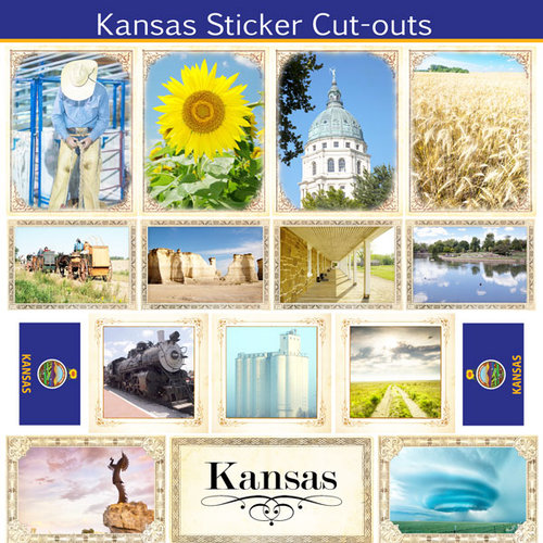 Scrapbook Customs - State Sightseeing Collection - 12 x 12 Sticker Cut Outs - Kansas