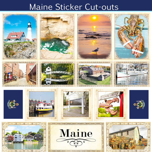 Scrapbook Customs - State Sightseeing Collection - 12 x 12 Sticker Cut Outs - Maine