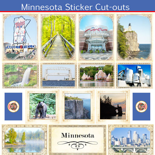 Scrapbook Customs - State Sightseeing Collection - 12 x 12 Sticker Cut Outs - Minnesota
