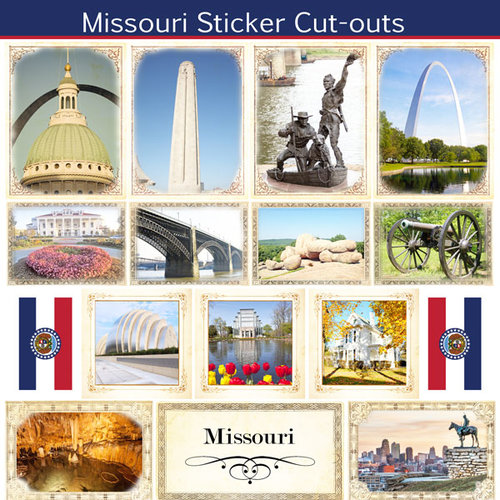 Scrapbook Customs - State Sightseeing Collection - 12 x 12 Sticker Cut Outs - Missouri