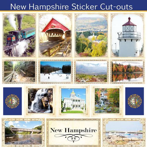 Scrapbook Customs - State Sightseeing Collection - 12 x 12 Sticker Cut Outs - New Hampshire