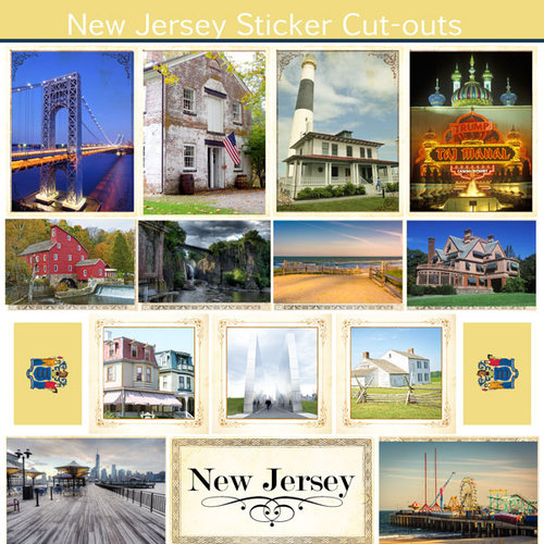 Scrapbook Customs - State Sightseeing Collection - 12 x 12 Sticker Cut Outs - New Jersey