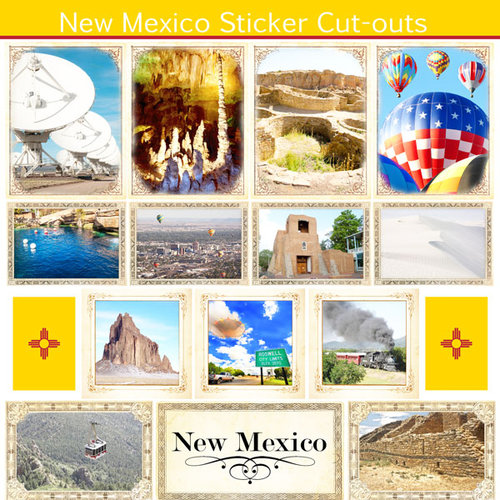 Scrapbook Customs - State Sightseeing Collection - 12 x 12 Sticker Cut Outs - New Mexico