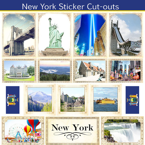 Scrapbook Customs - State Sightseeing Collection - 12 x 12 Sticker Cut Outs - New York