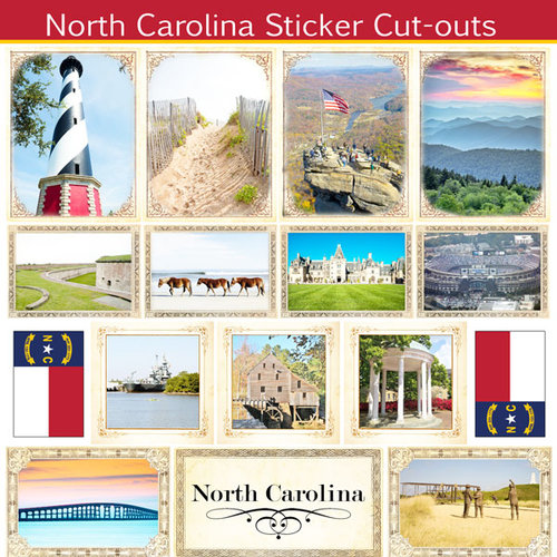Scrapbook Customs - State Sightseeing Collection - 12 x 12 Sticker Cut Outs - North Carolina