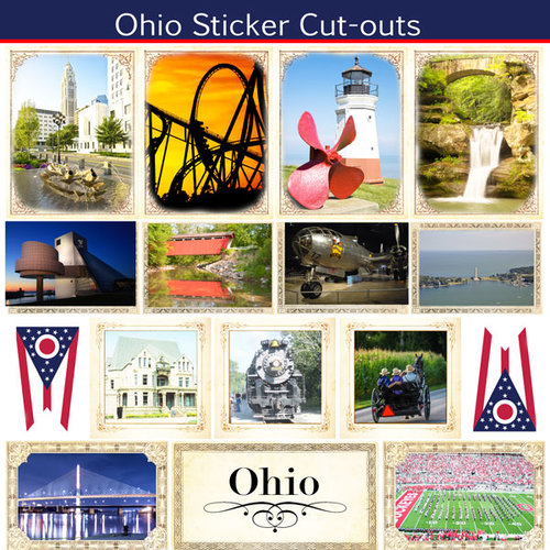 Scrapbook Customs - State Sightseeing Collection - 12 x 12 Sticker Cut Outs - Ohio