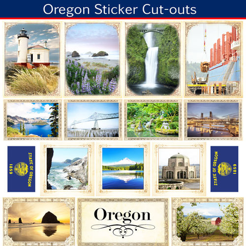 Scrapbook Customs - State Sightseeing Collection - 12 x 12 Sticker Cut Outs - Oregon