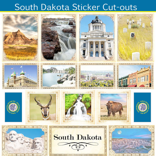 Scrapbook Customs - State Sightseeing Collection - 12 x 12 Sticker Cut Outs - South Dakota