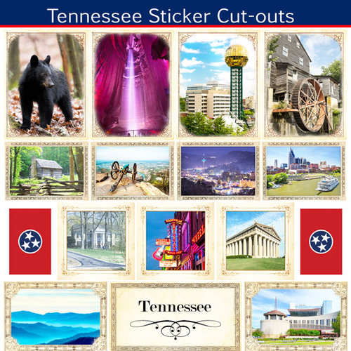 Scrapbook Customs - State Sightseeing Collection - 12 x 12 Sticker Cut Outs - Tennessee