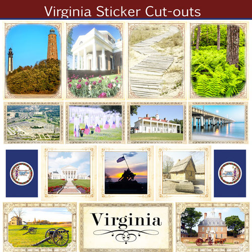 Scrapbook Customs - State Sightseeing Collection - 12 x 12 Sticker Cut Outs - Virginia
