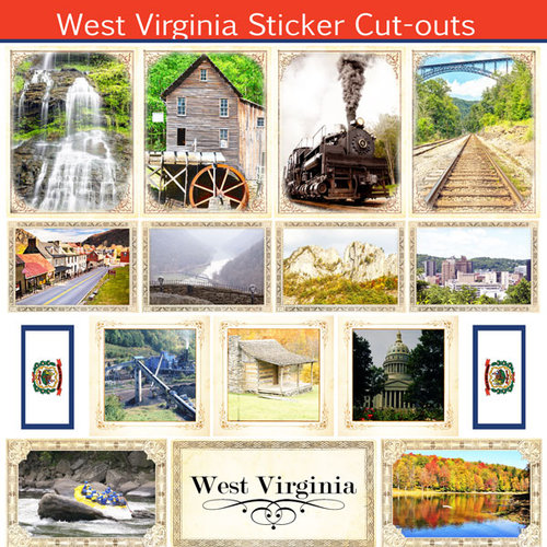 Scrapbook Customs - State Sightseeing Collection - 12 x 12 Sticker Cut Outs - West Virginia
