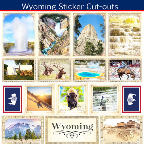 Scrapbook Customs - State Sightseeing Collection - 12 x 12 Sticker Cut Outs - Wyoming