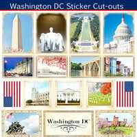 Scrapbook Customs - State Sightseeing Collection - 12 x 12 Sticker Cut Outs - Washington DC
